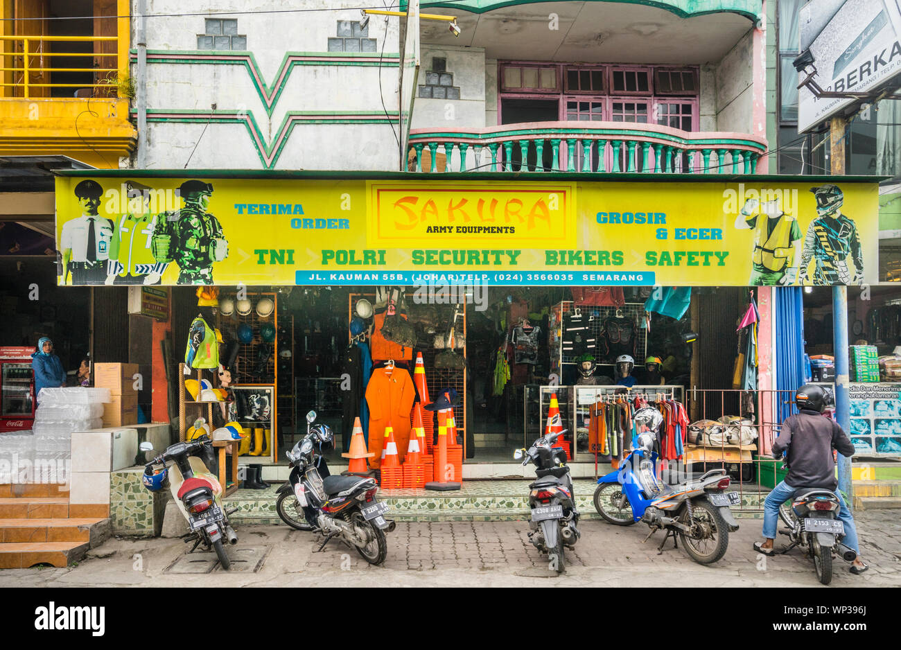 shop front at Semarang Chinatown, Central Java, Indonesia Stock Photo