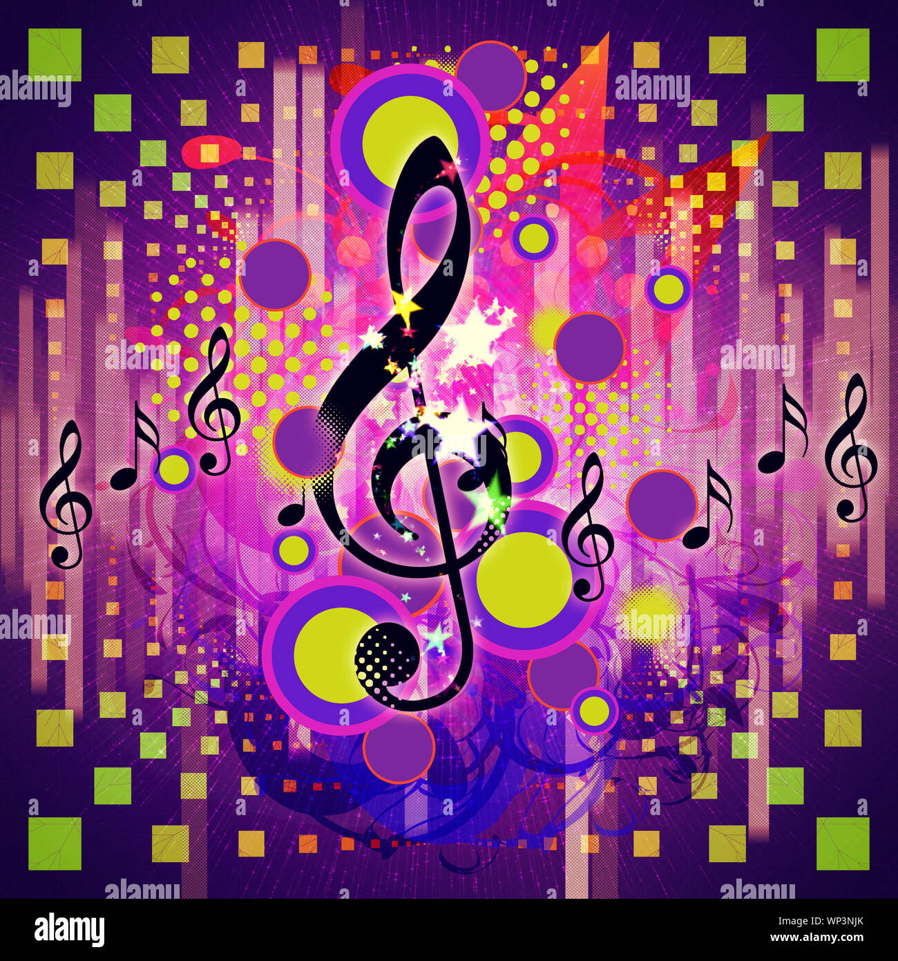 Illustration of abstract musical background with music notes Stock