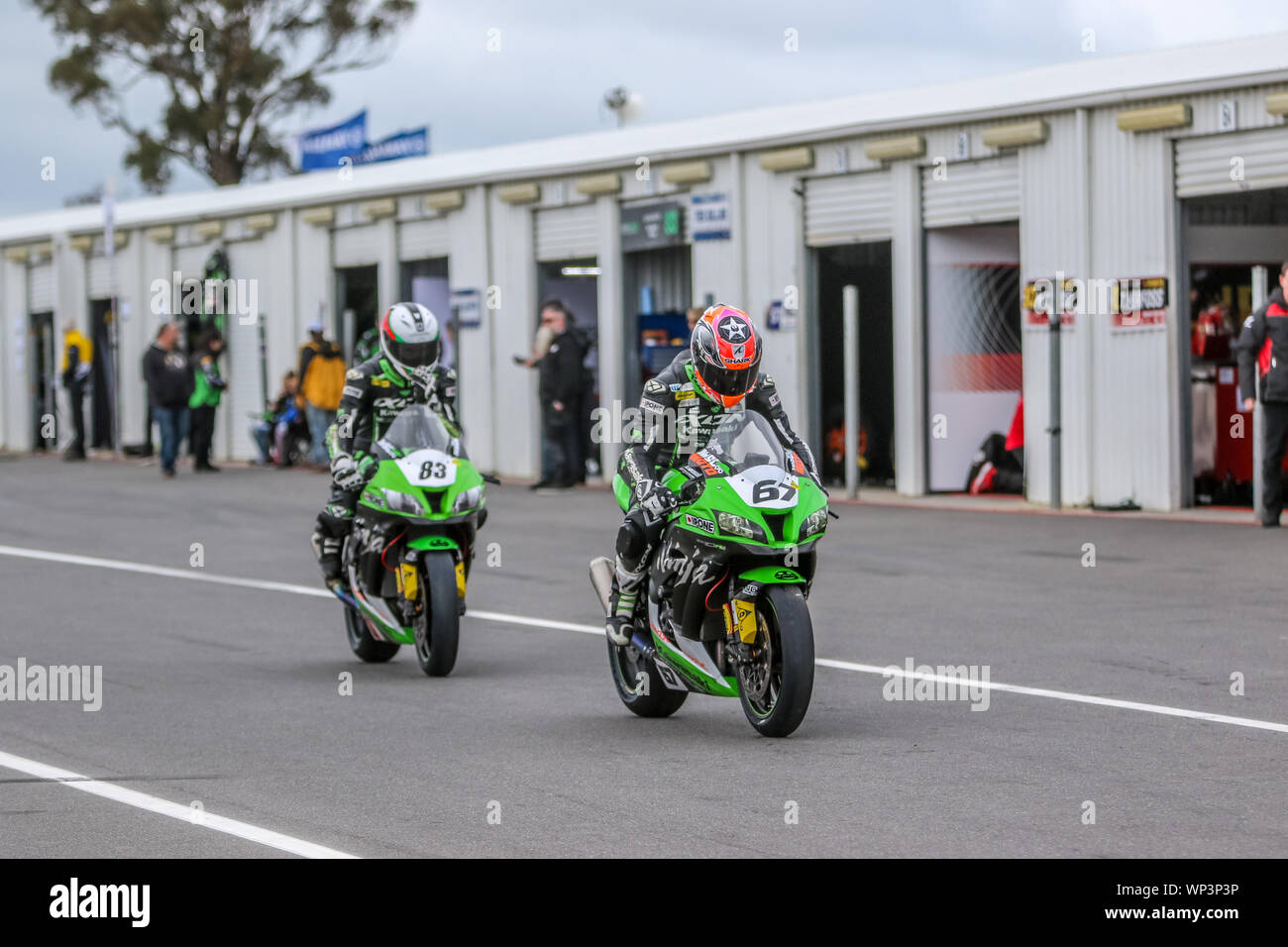 Winton, Victoria, Australia. 07 September 2019 - Australian Superbike  Championships Round Five From Winton Motor Raceway- Qualifying for Race  One. Brian Staring racing for Kawasaki Bc Perfomance in Pit lane.Image  Credit Brett