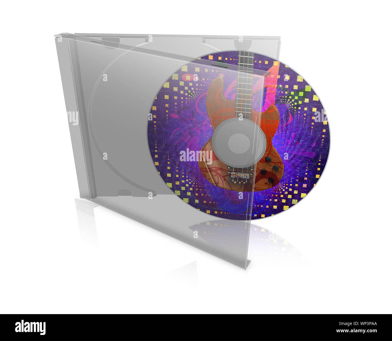Illustration of cd, dvd case with disk on white background Stock Photo