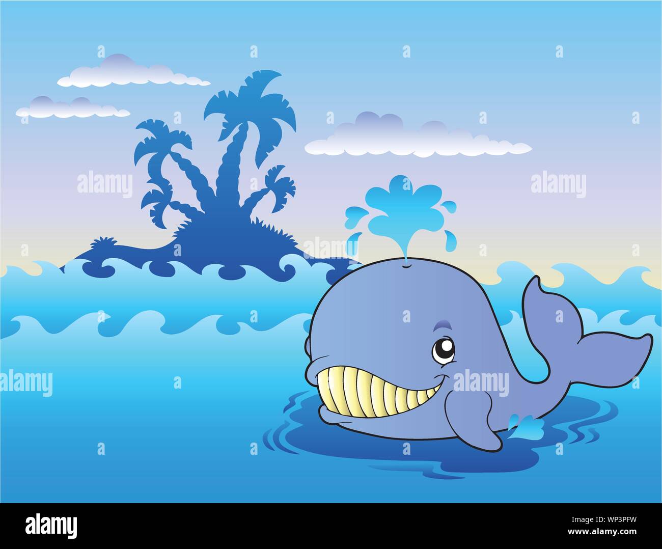 Big cartoon whale in sea Stock Vector Image & Art - Alamy
