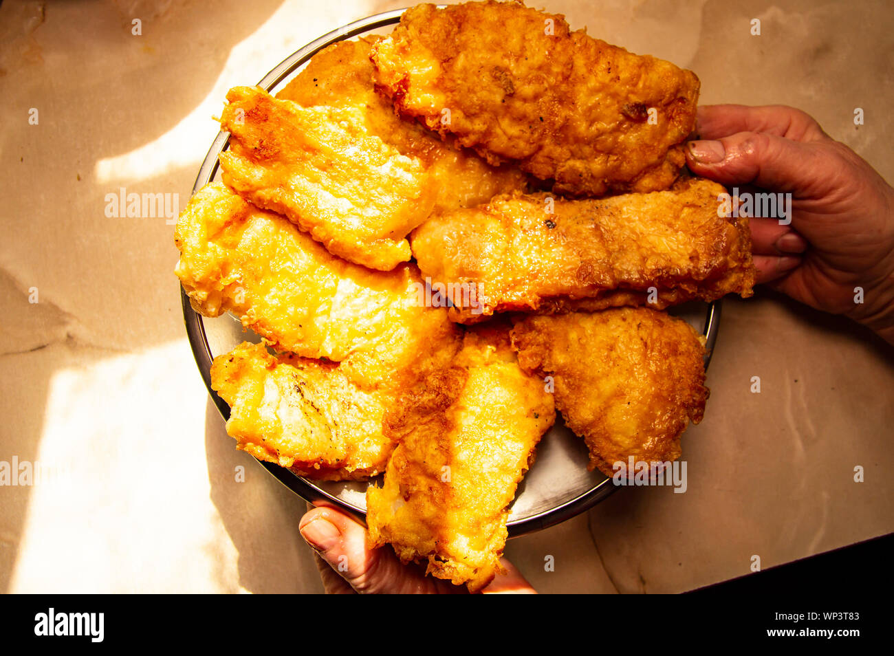 Fried fish on a plate, food. Background Stock Photo - Alamy