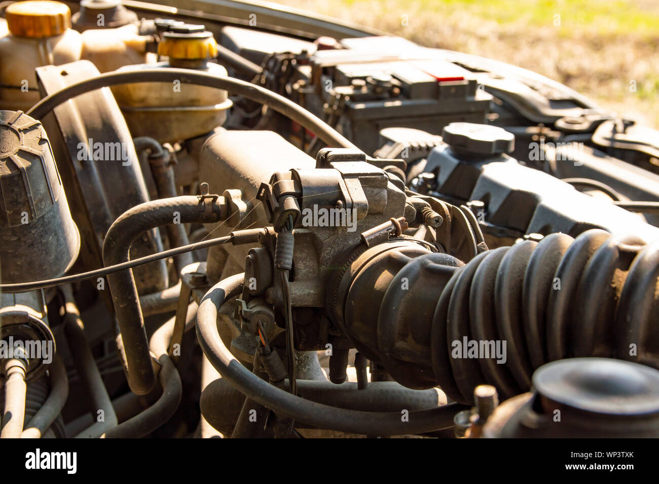 The Engine Compartment Of The Car Under The Hood Car Repair