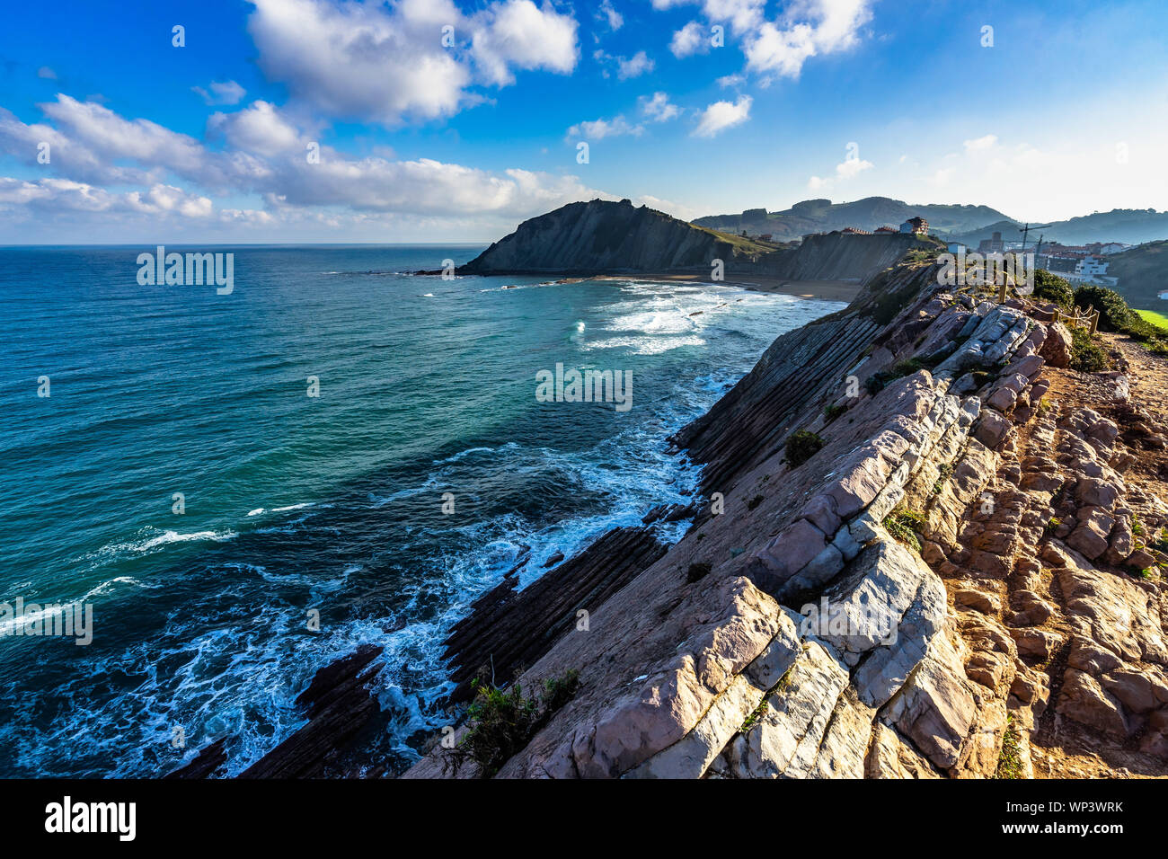 Breathtaking landscape of Basque Country Atlantic coast near Zumaia, Spain Stock Photo