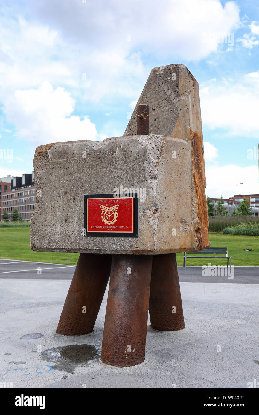 Stevedore trade union monument in Helsinki, Finland Stock Photo