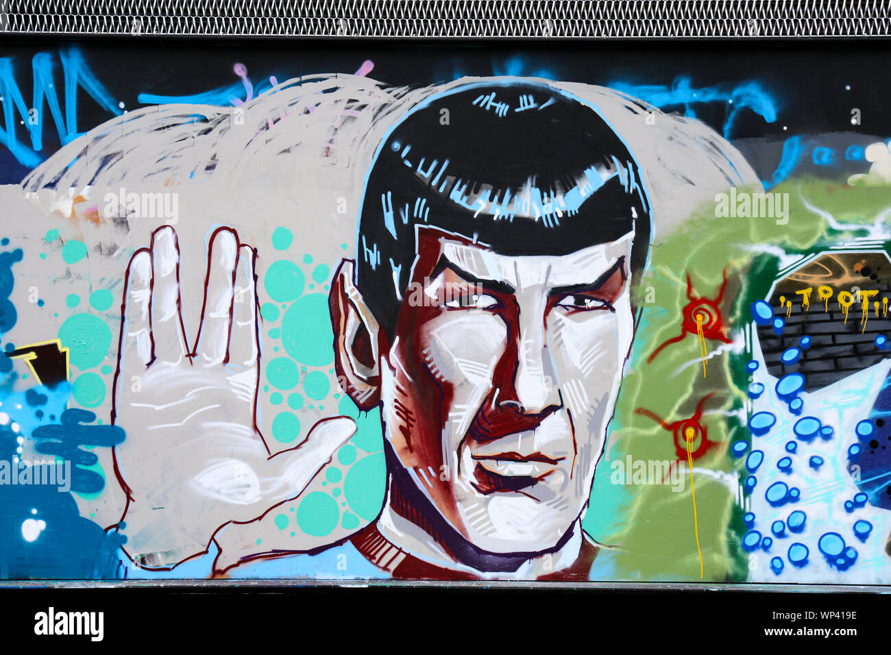 Graffiti of Leonard Nimoy as Mr. Spock from Star Trek Stock Photo