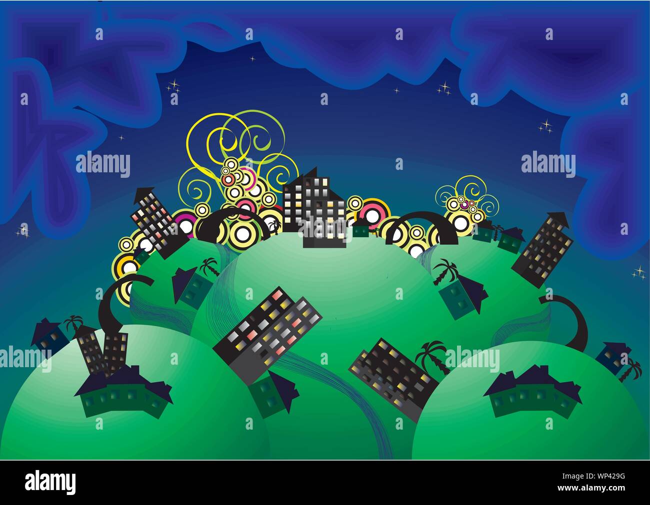 Abstract city at night Stock Vector Image & Art - Alamy