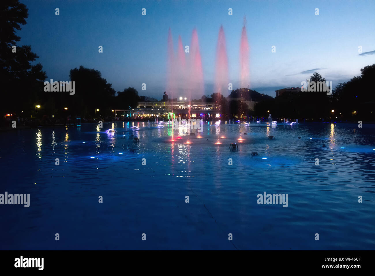 Dancers fountain Lights in Plovdiv (Bulgaria) Stock Photo
