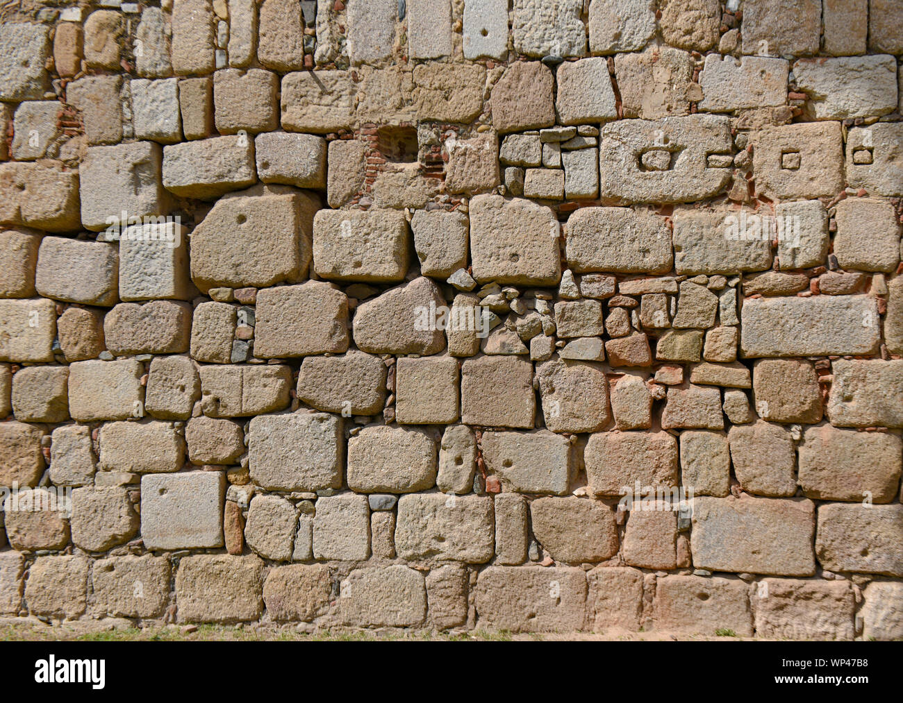 Ancient Roman wall from the city of Emerita Augusta, Merida, Spain Stock Photo