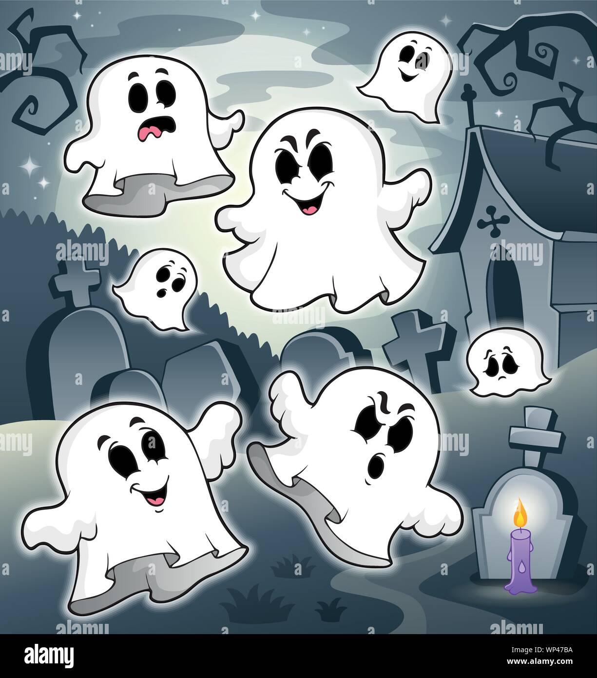 Halloween ghost floating graveyard hi-res stock photography and images ...