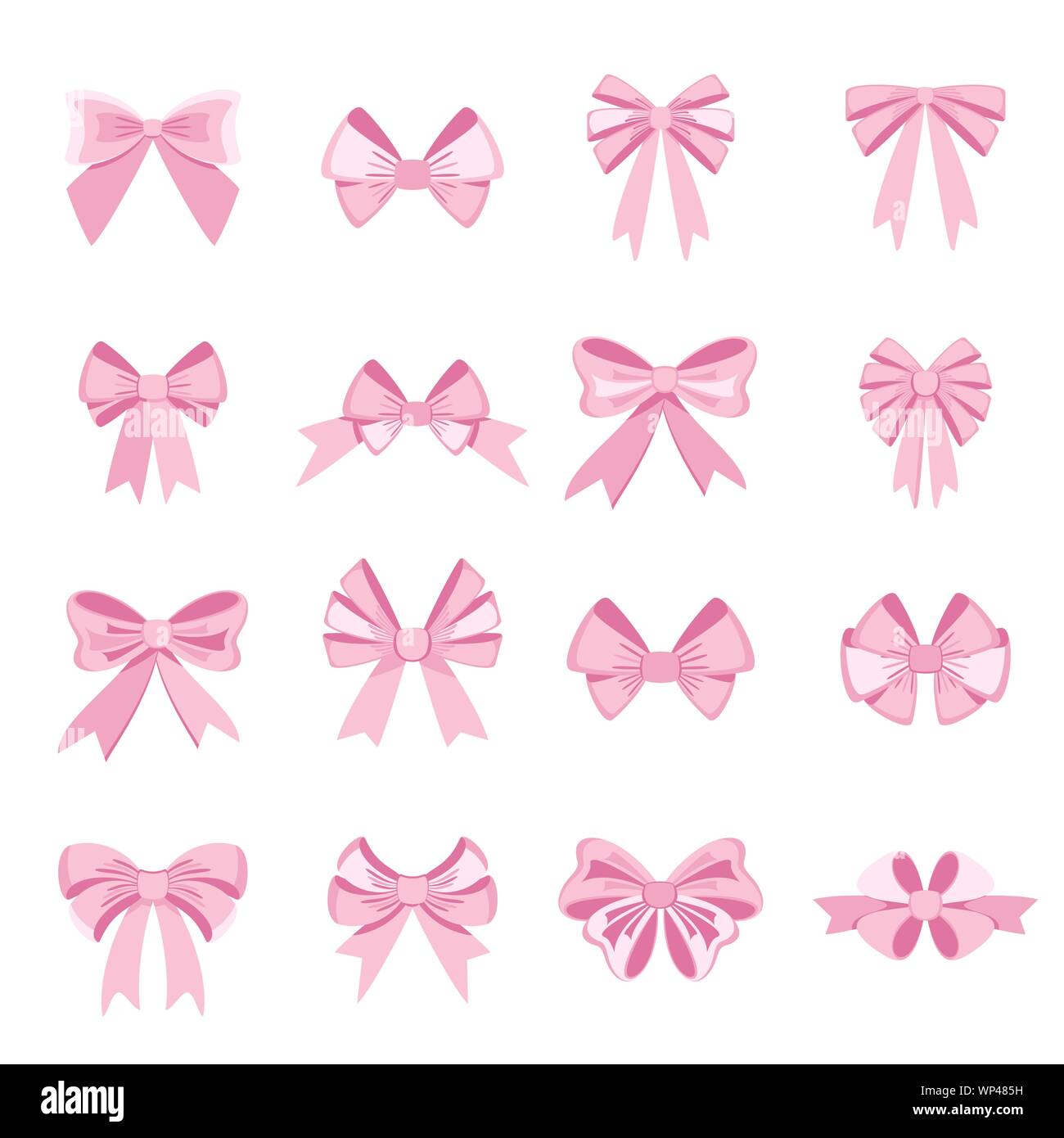 Elegant pink bows from a wide ribbon. Decor for greeting cards