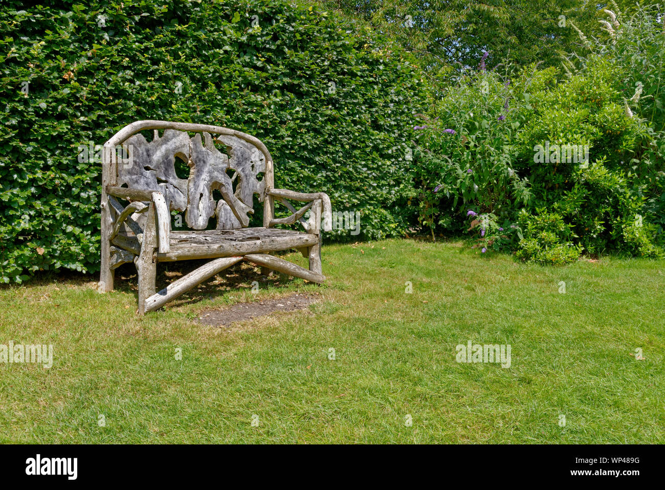 Ornate Rustic Wooden Garden Bench Seat Made From Recycled Wooden
