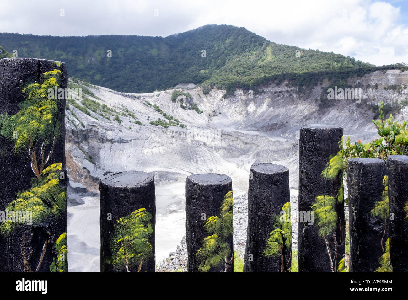 View of Tangkuban Perahu, a stratovolcano 30 km north of the city of ...