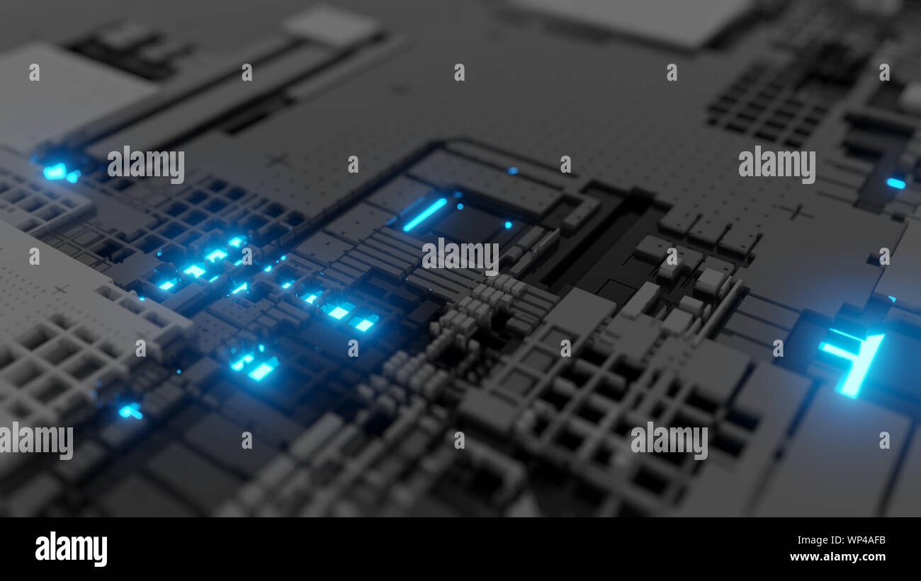 3d render Abstract Technology Background With Cubes. Digital technology ...