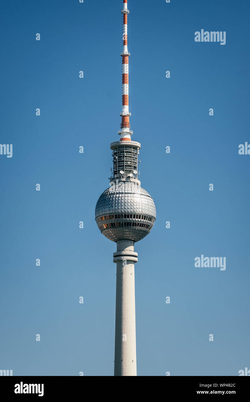 Berlin TV Tower close up view Stock Photo
