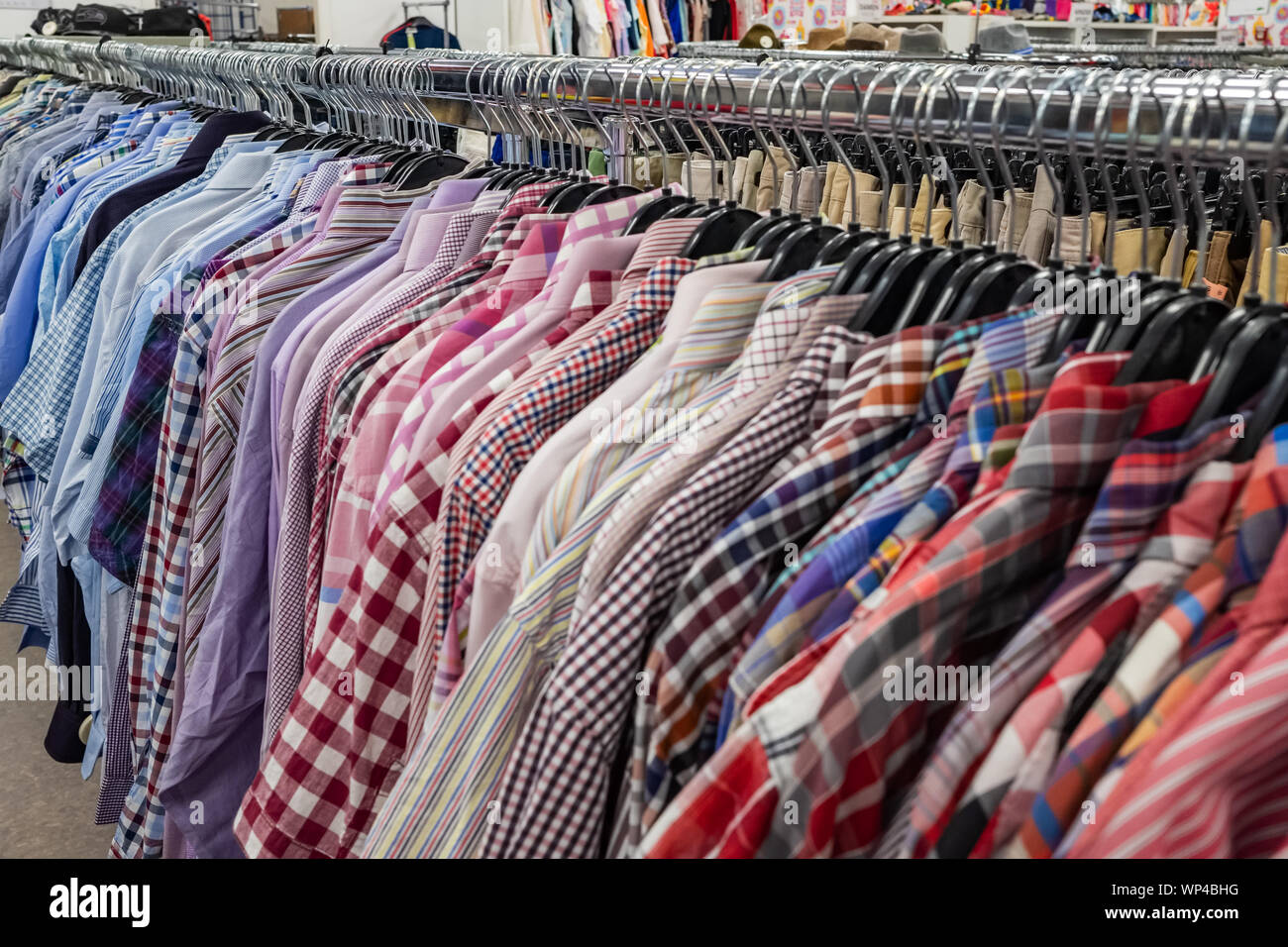The Secondhand clothes in the market Stock Photo