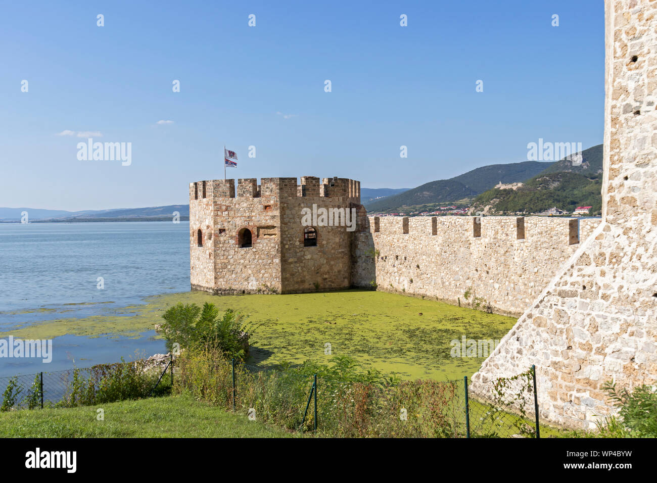 Golubac Fortress -  medieval fortified town on the south side of the Danube River, Serbia Stock Photo
