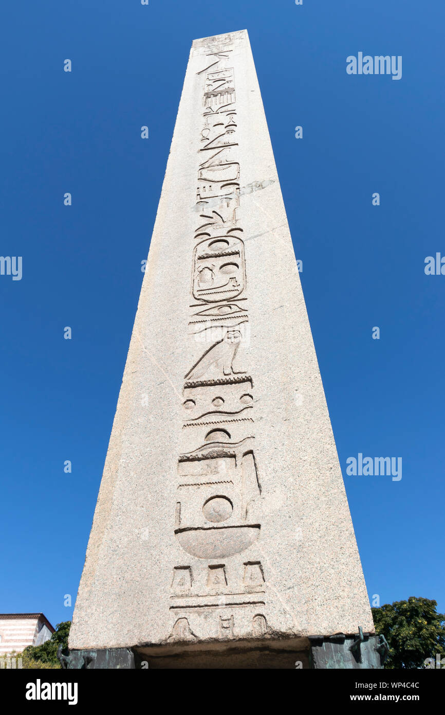 Architectural details of Obelisk of Theodosius Ancient Egyptian obelisk of Pharaoh Thutmose