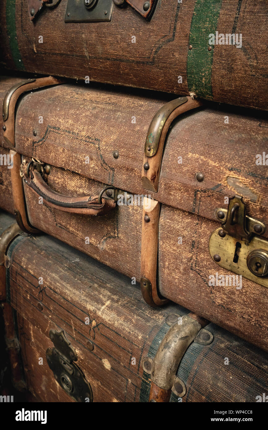 Retro luggages bag background Stock Photo
