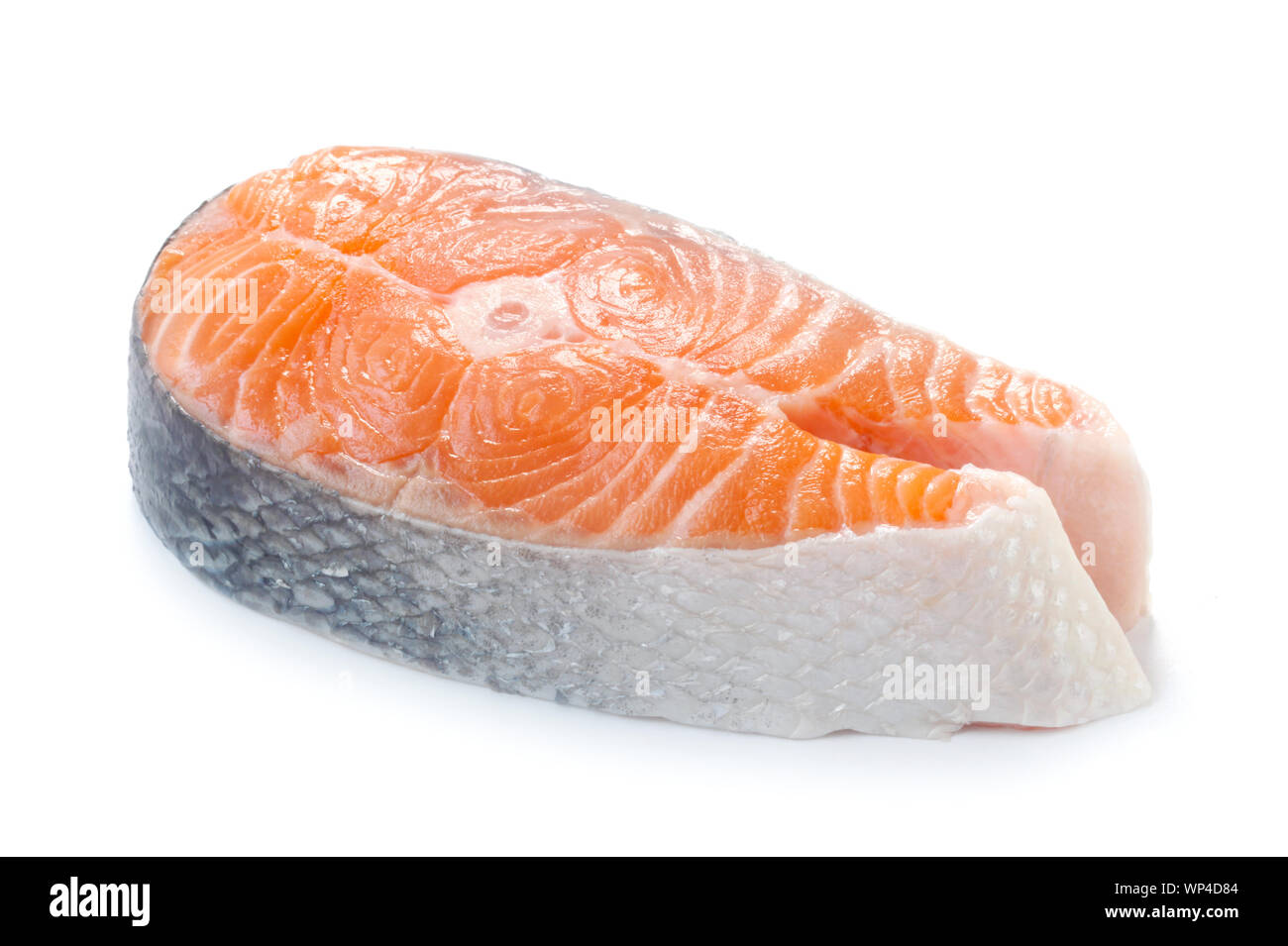 Raw Salmon Steak Isolated On White Stock Photo - Alamy