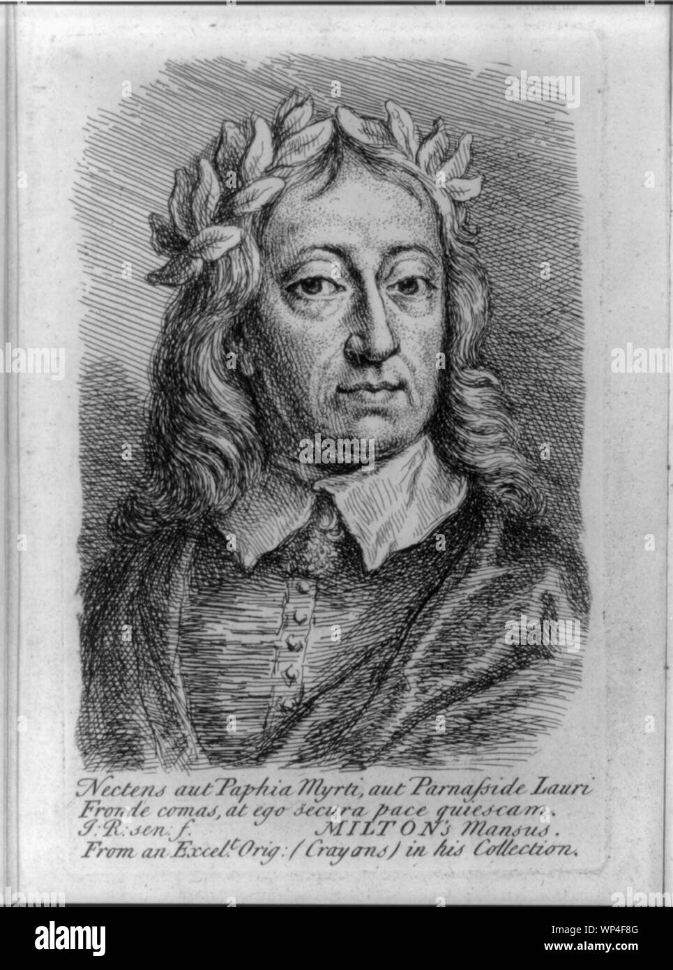 John Milton, 1608-1674, bust, facing right, wearing laurel crown Stock Photo