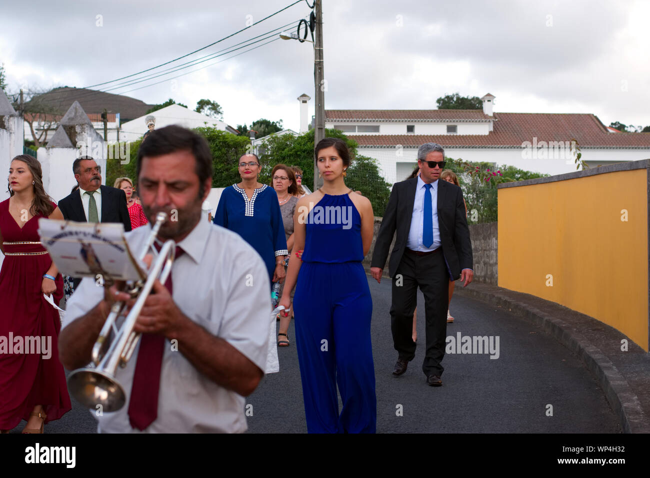 Catholic Procession of St. Vincent Ferreira - Ponta Delgada, Azores Stock Photo