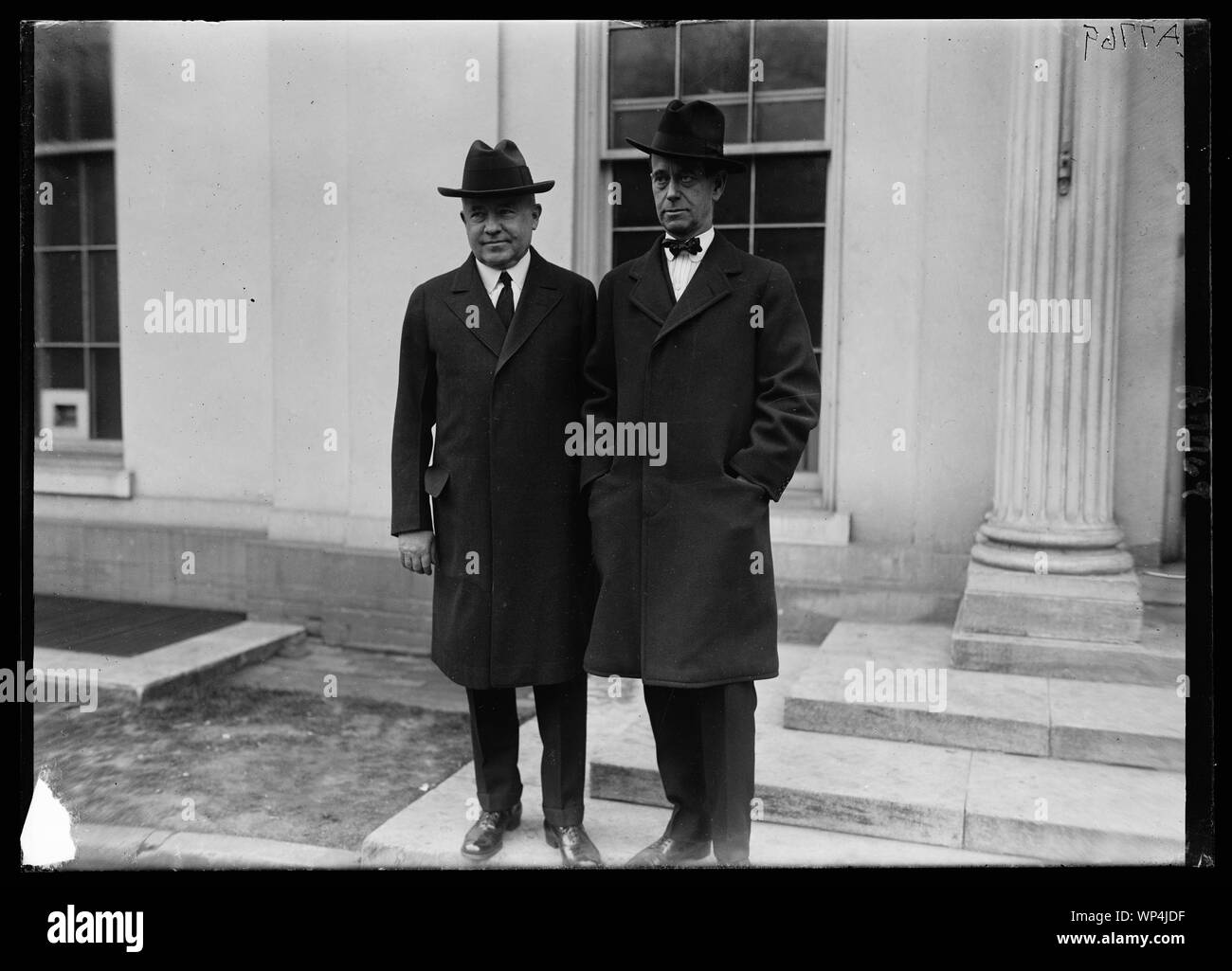 John T. Adams, left, chmn. of Republican Nat'l Party, and Senator Medill McCormick of Ill. at White House Stock Photo
