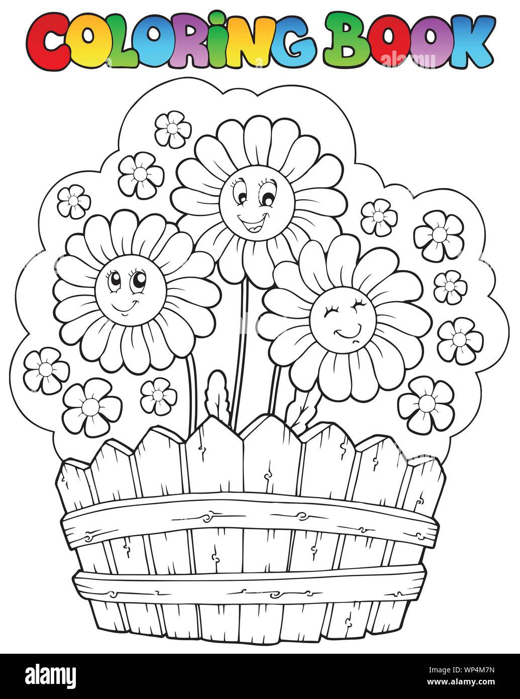 Coloring book with daisies Stock Vector