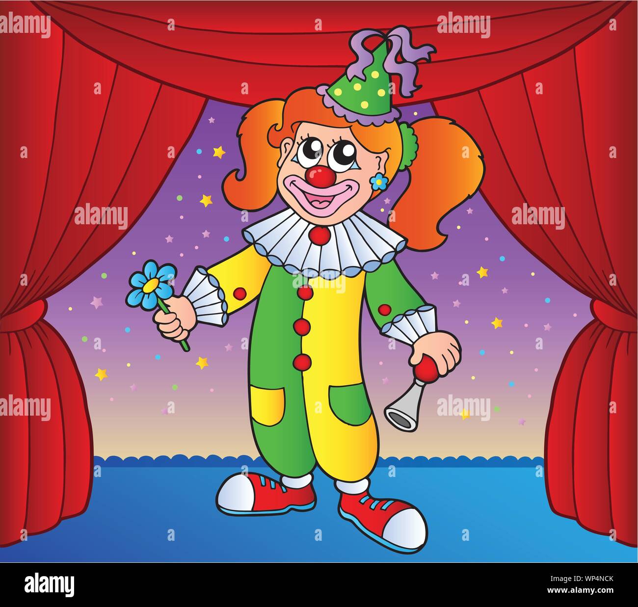 Clown girl on circus stage 1 Stock Vector Image & Art - Alamy