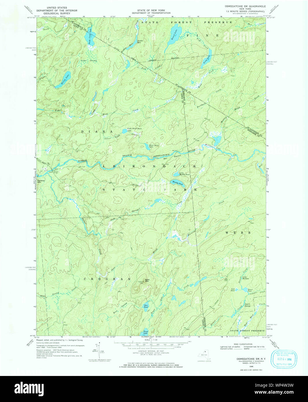 New York NY Oswegatchie SW 135921 1966 24000 Restoration Stock Photo