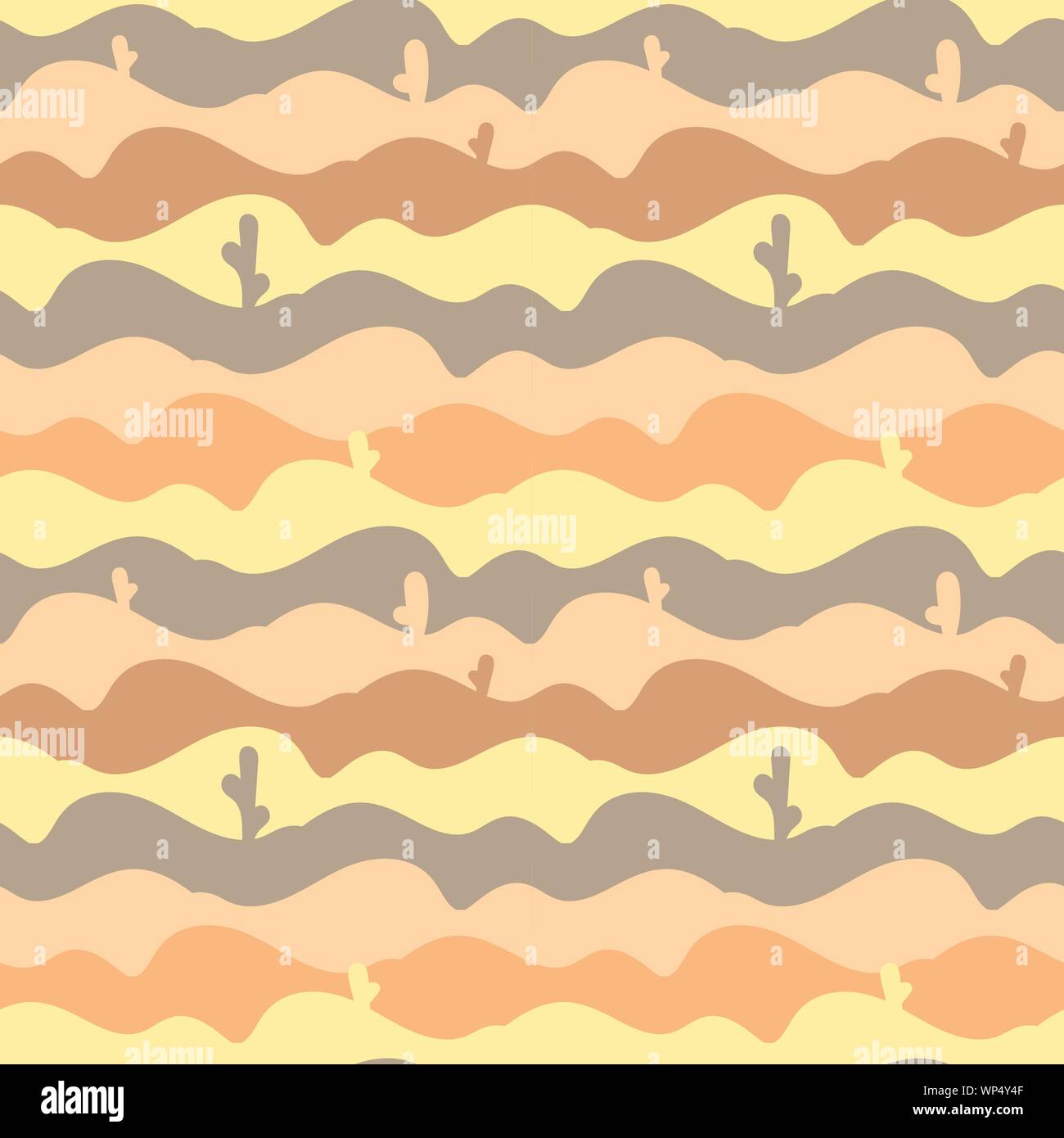 seamless vector yellow pattern with desert landscape Stock Vector