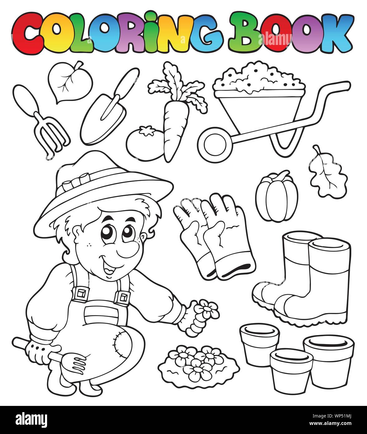 Coloring book with garden theme Stock Vector Image & Art - Alamy