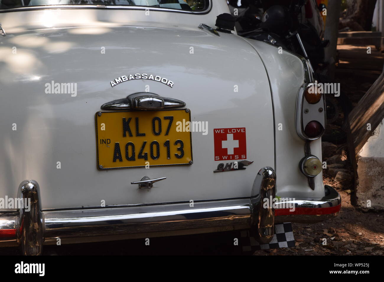 ambassador 50s style taxi, cochin, kerala, india Stock Photo
