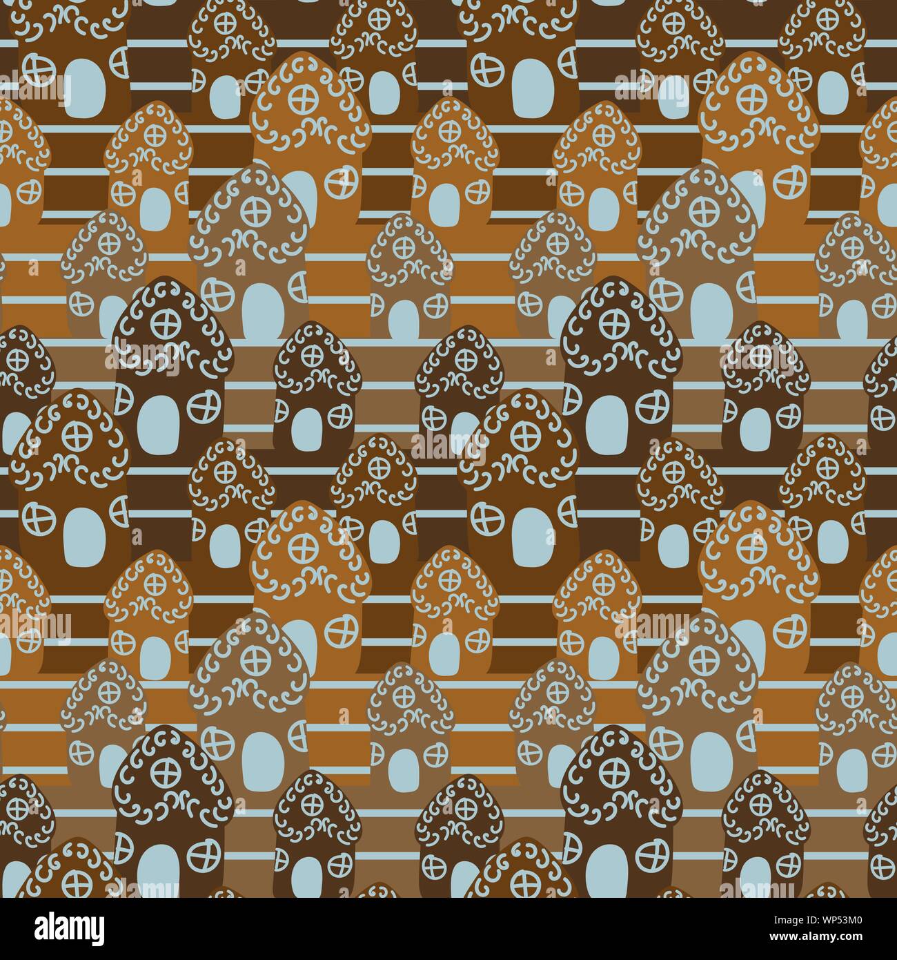 seamless vector striped pattern with gingerbread houses Stock Vector ...