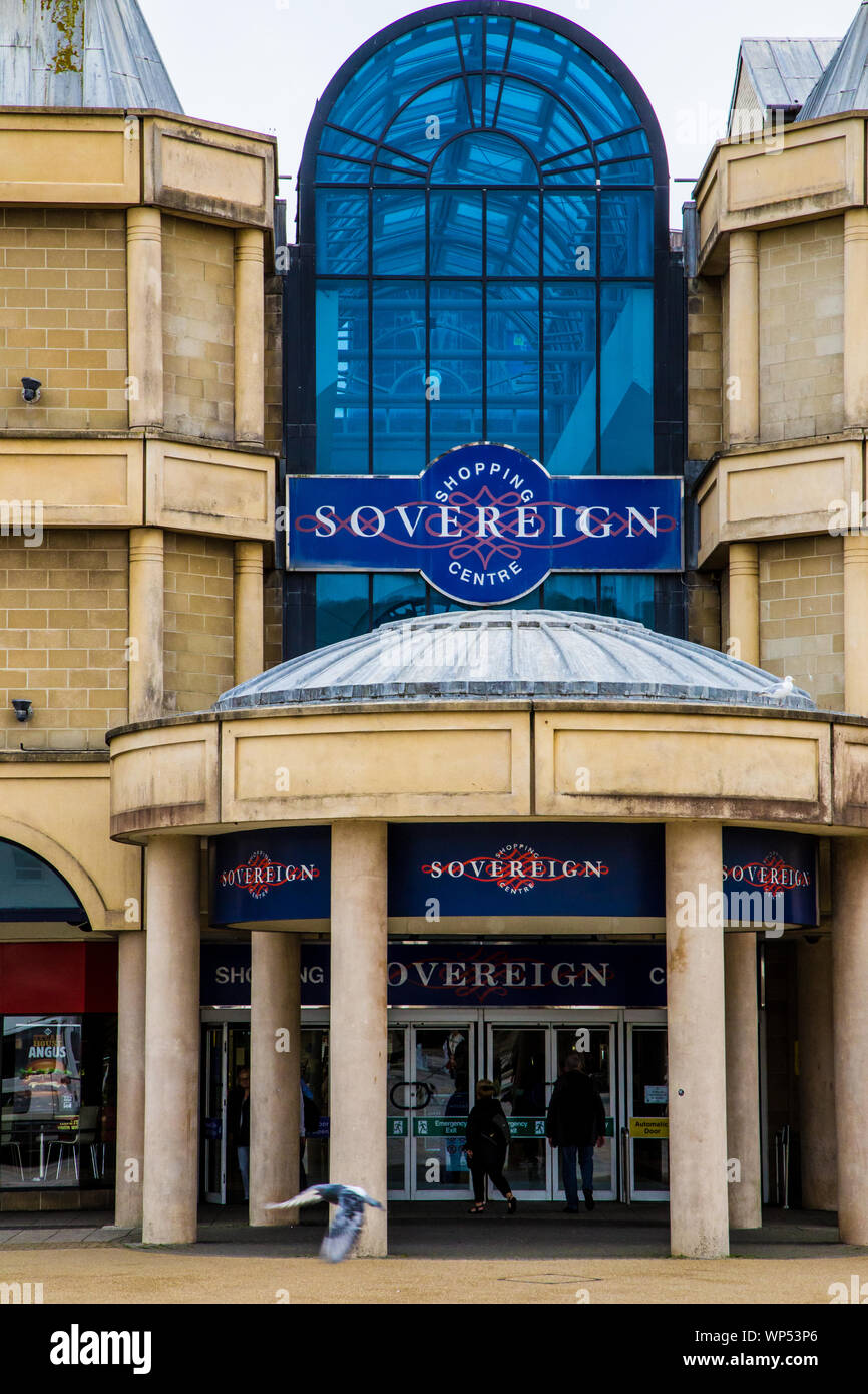 Entrance to the sovereign shopping centre, Weston Super mare, Somerset