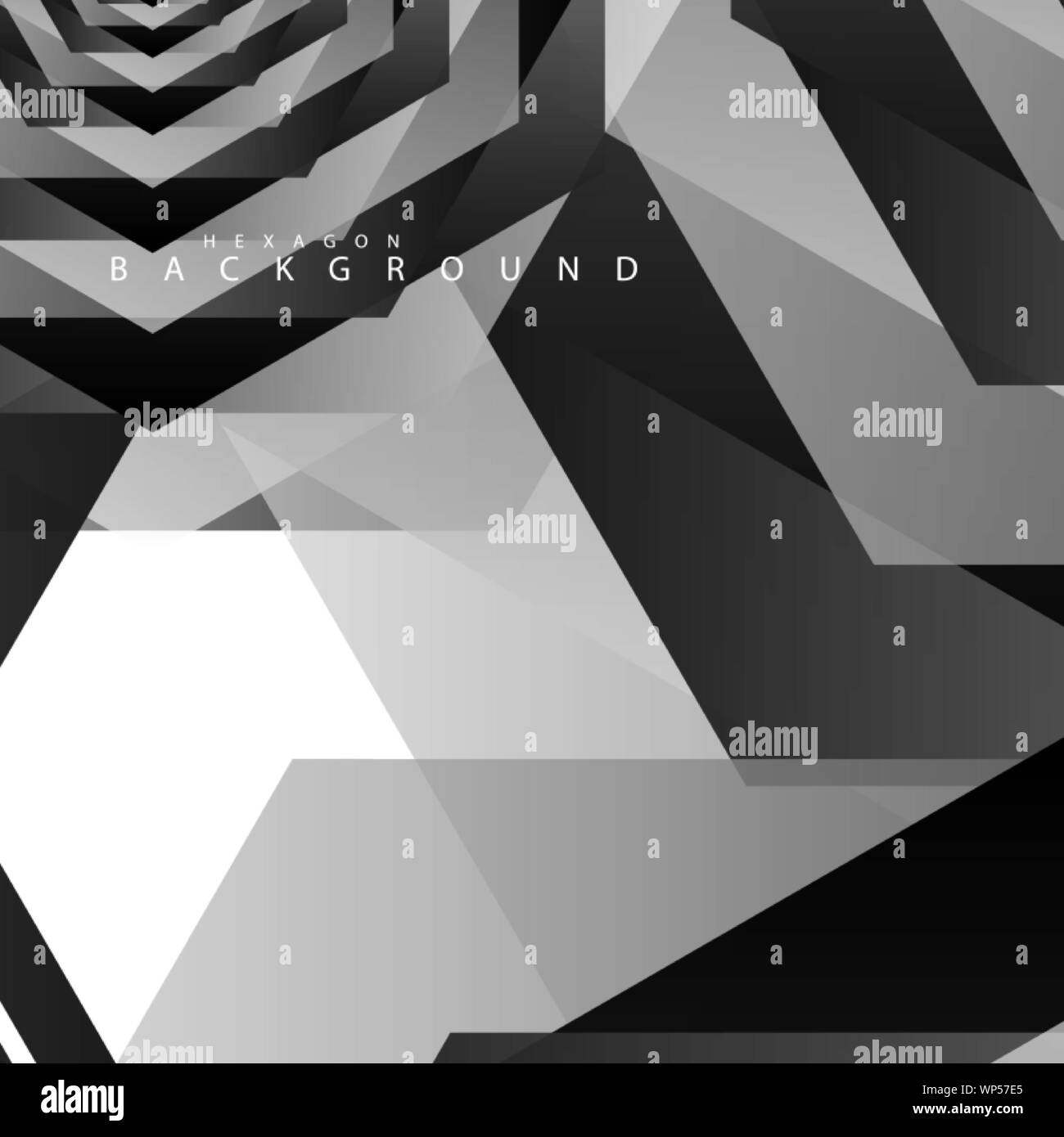 Black And White Hexagon Abstract Background Transparent Vector
