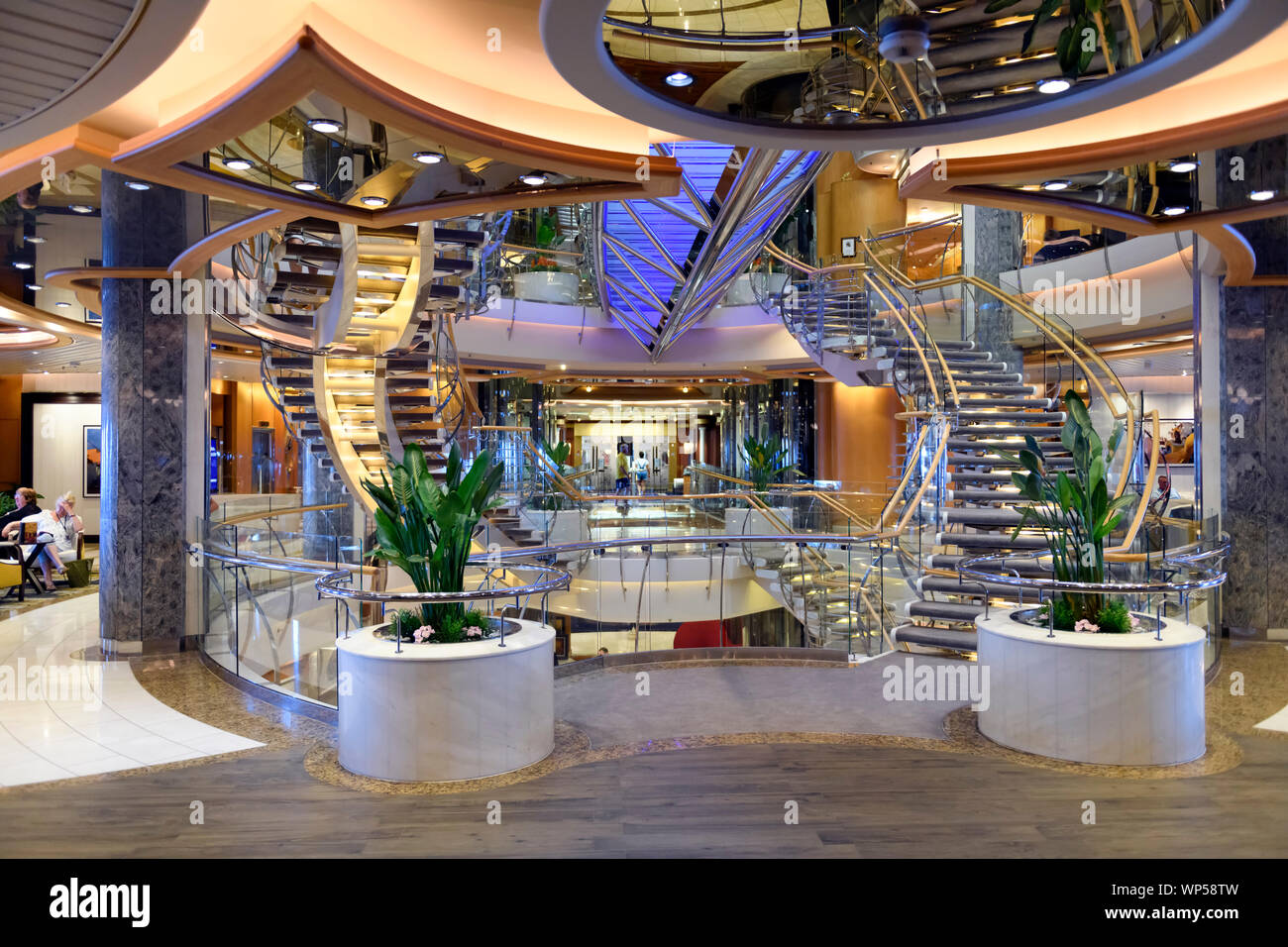Independence of the seas cruise ship interior inside  stair cases and atrium Royal Caribbean cruise ship Independence of the seas Stock Photo