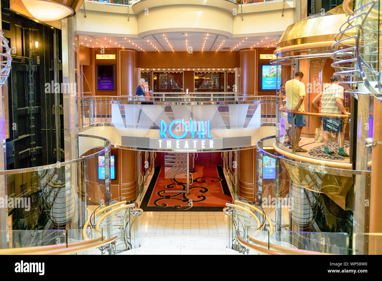 Independence of the seas Entrance to the Royal Theatre interior inside Royal Caribbean cruise ship Independence of the seas Stock Photo