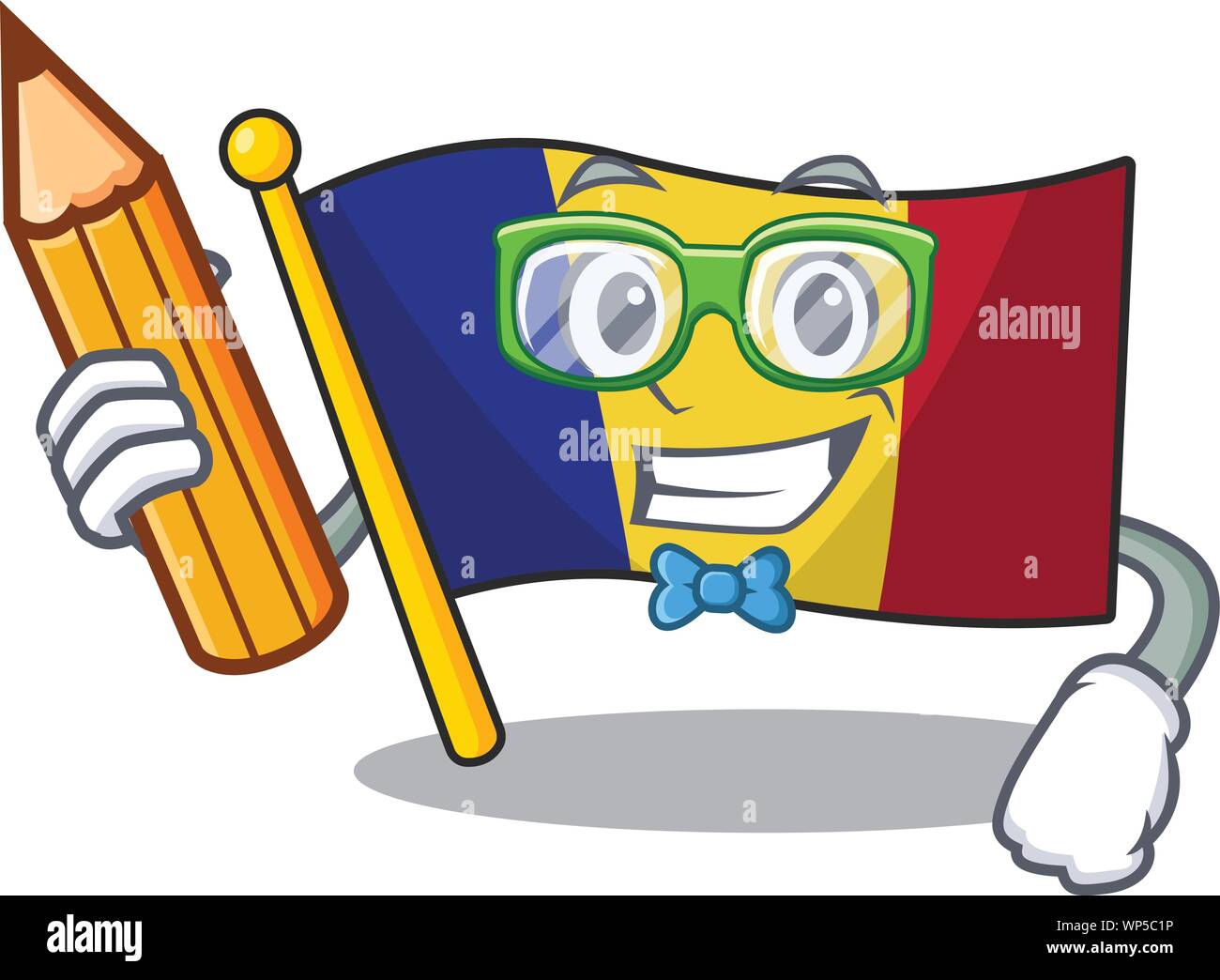 Student flag romania cartoon shaped on character Stock Vector Image