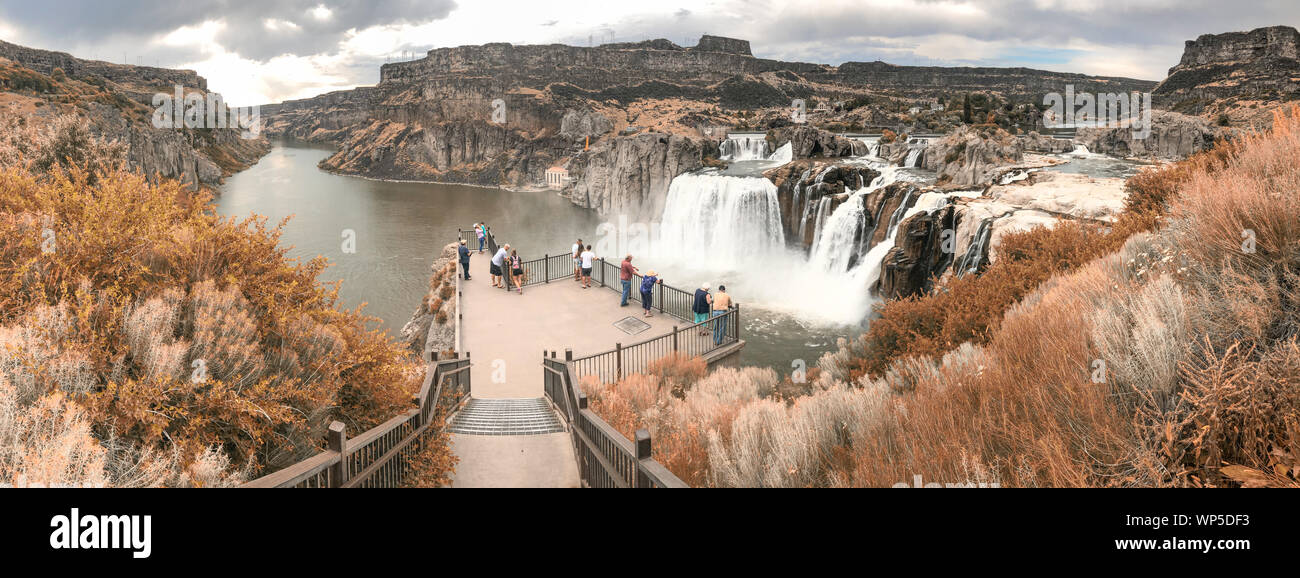 Panoramic aerial view of Shoshone Waterfalls, Idaho Stock Photo Alamy