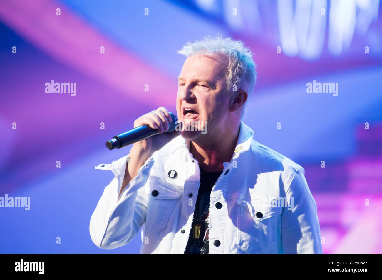 Alan Frew of Glass Tiger in concert at Top Of The Top 2019 Sopot Festival in Opera Lesna (Forest Opera) in Sopot, Poland. August 13th 2019 © Wojciech Stock Photo