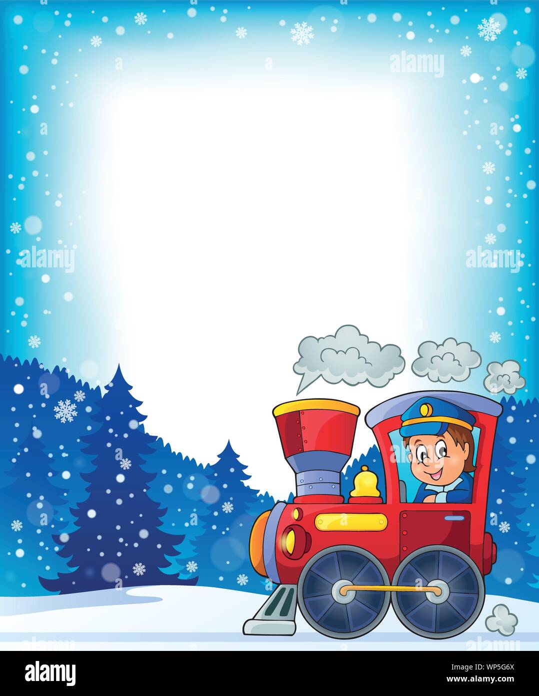 Winter theme with locomotive Stock Vector