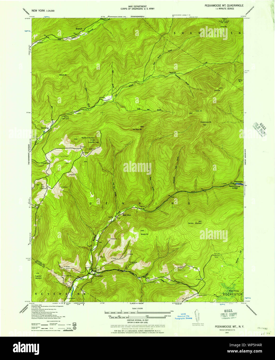 New York NY Peekamoose Mountain 128941 1943 24000 Restoration Stock