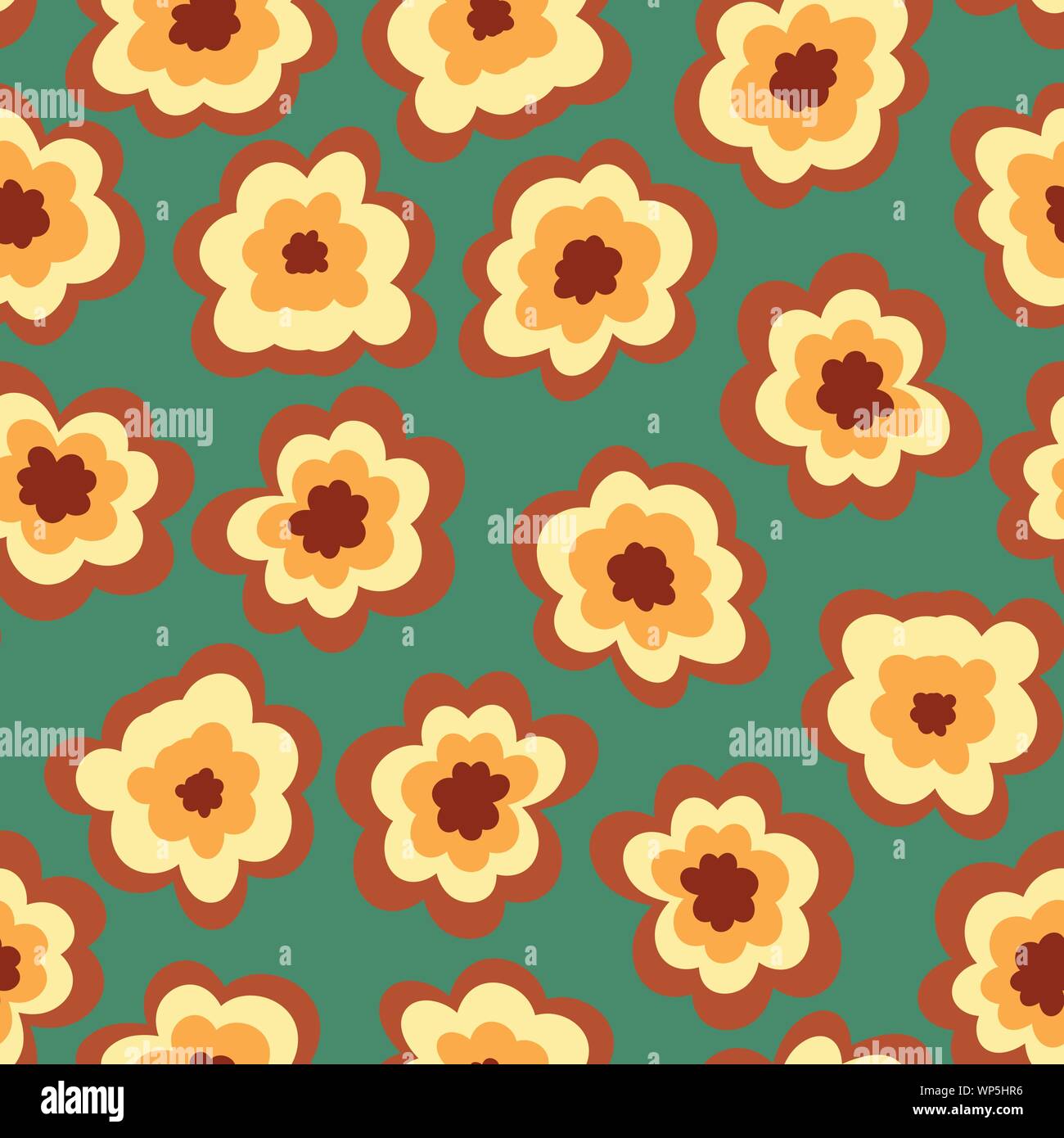 seamless vector pattern with bold graphic florals Stock Vector
