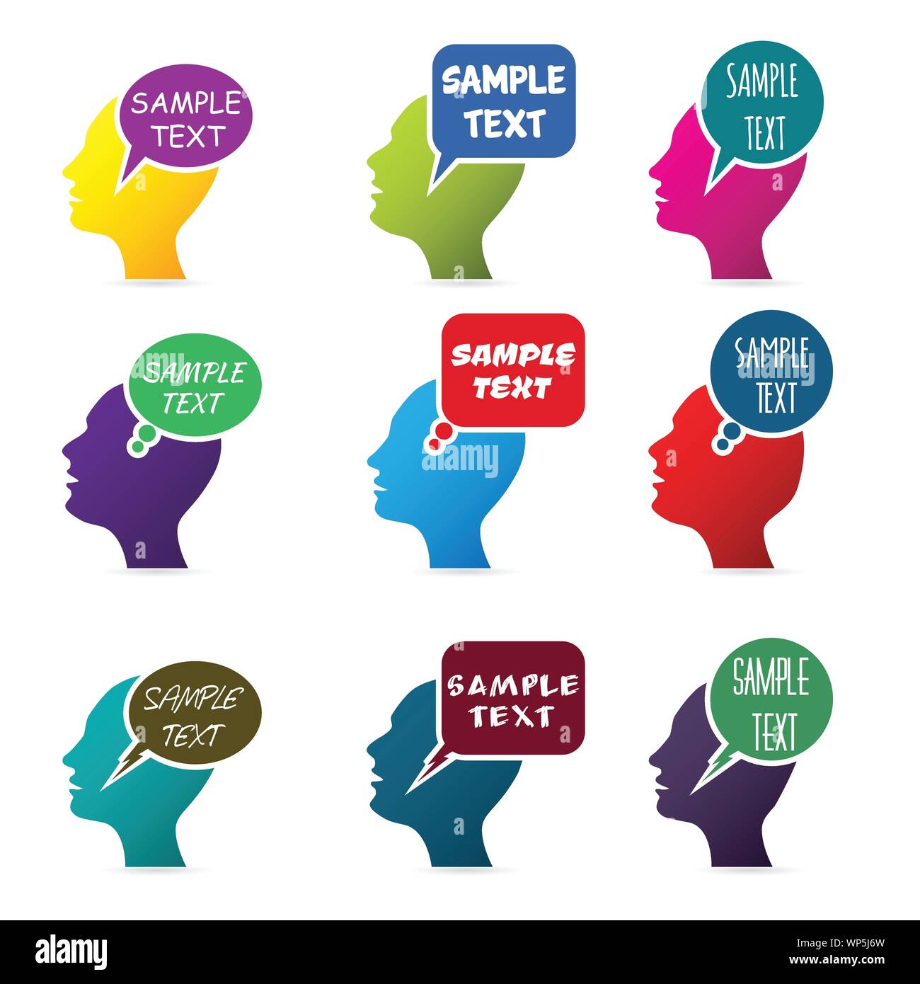 Human heads with speech bubbles Stock Vector Image & Art - Alamy