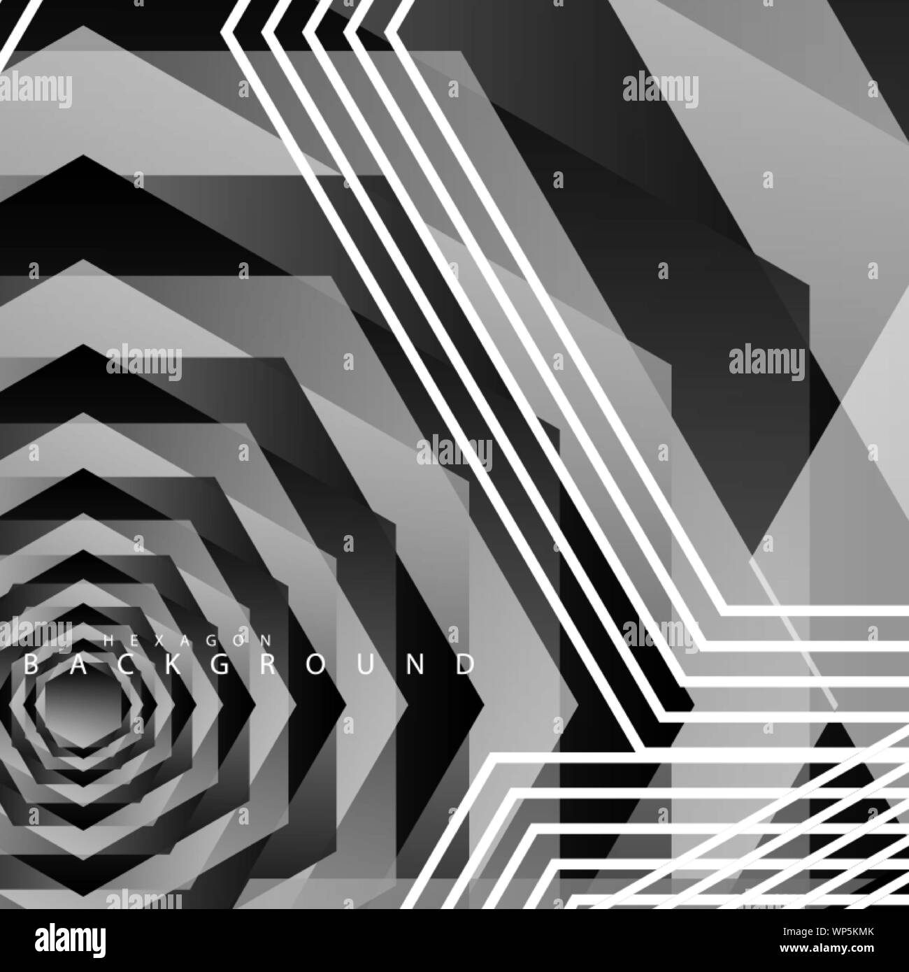 Black and white hexagon abstract background. transparent vector ...
