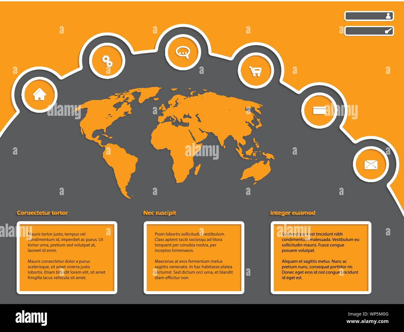 Simple website design with world map Stock Vector Image & Art - Alamy