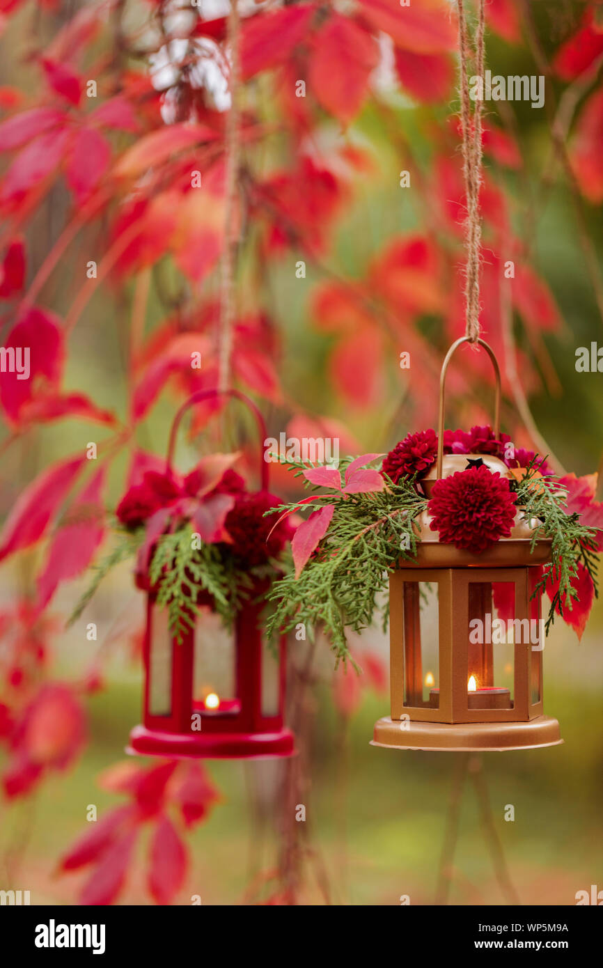 Fall Time Autumn Decoration Candlesticks In The Form Of Lanterns