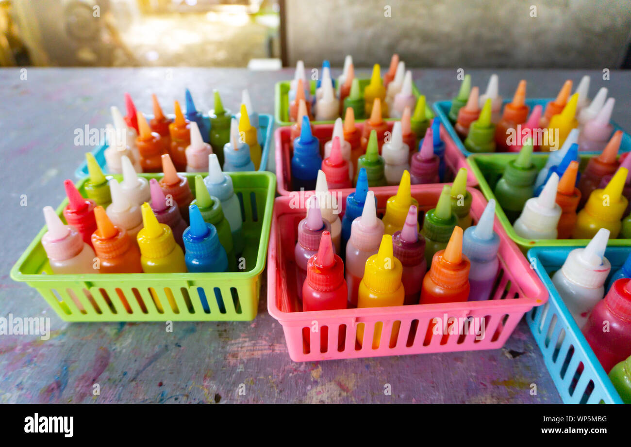 Colorful plastic colors for children To play and draw pictures. Stock Photo