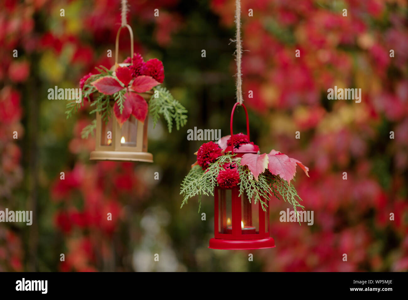 Fall Time Autumn Decoration Candlesticks In The Form Of Lanterns